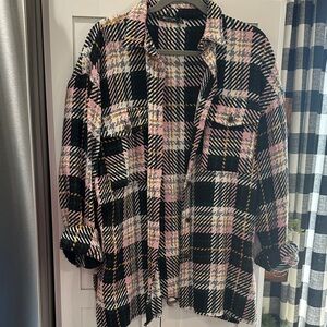 Nasty Gal Checkered Shirt in Black and Pink